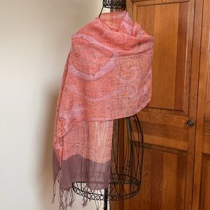 Elegant Pink and Purple Paisley Scarf by Wanli